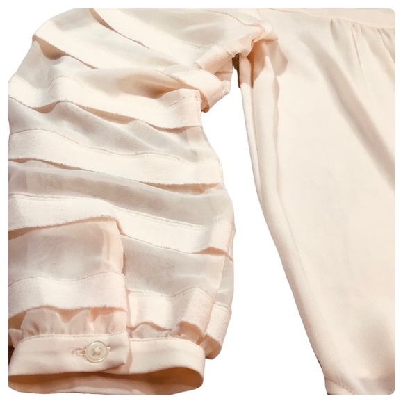 LOFT - Semi Sheer Light Apricot Long Sleeve Blouse - S (Fits like A Medium) - Picture 10 of 16